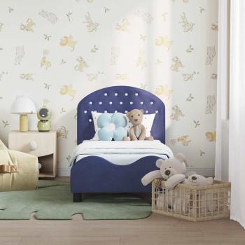 Kinderbettgestell mit Kopfteil Polizeiblau 70 x 140 cm Samt