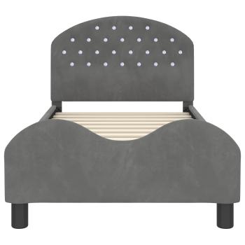 Kinderbettgestell mit Kopfteil Dunkelgrau 80 x 160 cm Samt