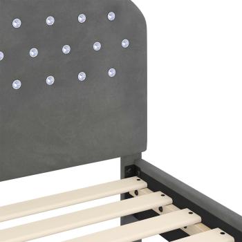 Kinderbettgestell mit Kopfteil Dunkelgrau 80 x 160 cm Samt