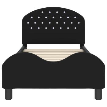 Kinderbettgestell mit Kopfteil Schwarz 80 x 160 cm Samt