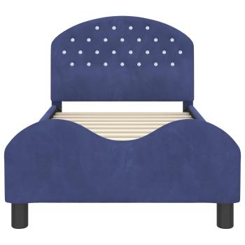 Kinderbettgestell mit Kopfteil Polizeiblau 80 x 160 cm Samt