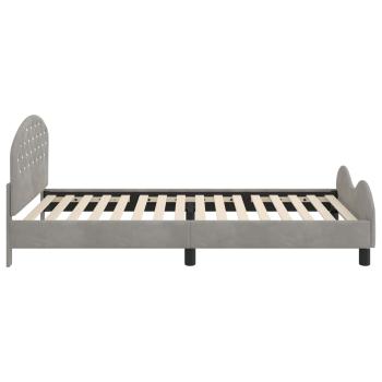 Kinderbettgestell mit Kopfteil Hellgrau 80 x 200 cm Samt