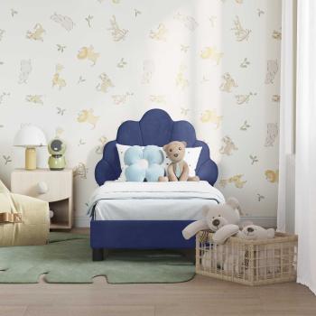 Kinderbettgestell mit Kopfteil Polizeiblau 70 x 140 cm Samt