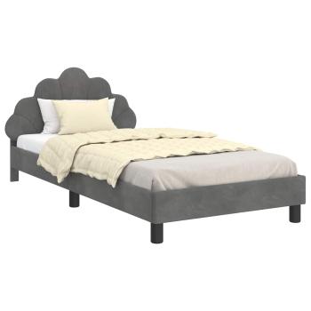 Kinderbettgestell mit Kopfteil Dunkelgrau 90 x 190 cm Samt