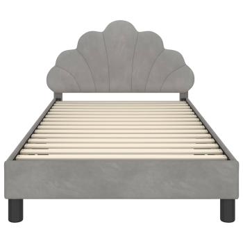 Kinderbettgestell mit Kopfteil Hellgrau 90 x 200 cm Samt