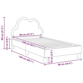Kinderbettgestell mit Kopfteil Hellgrau 80 x 160 cm PU
