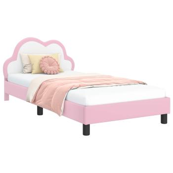Kinderbettgestell mit Kopfteil mit Kopfteil Rosa 90 x 190 cm PU