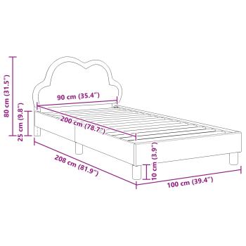 Kinderbettgestell mit Kopfteil Schwarz 90 x 200 cm PU