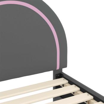 ARDEBO.de - Kinderbettgestell mit Kopfteil Hellgrau 70 x 140 cm PU