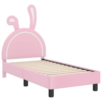 Kinderbettgestell mit Kopfteil mit Kopfteil Rosa 70 x 140 cm PU