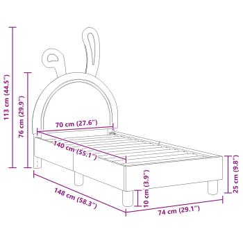 Kinderbettgestell mit Kopfteil mit Kopfteil Rosa 70 x 140 cm PU