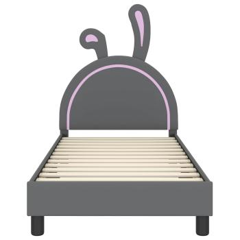 Kinderbettgestell mit Kopfteil Hellgrau 80 x 160 cm PU