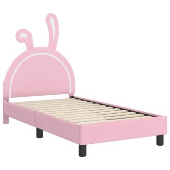 Kinderbettgestell mit Kopfteil mit Kopfteil Rosa 80 x 160 cm PU