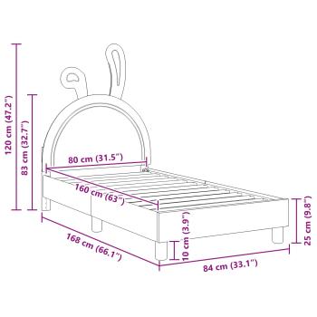 Kinderbettgestell mit Kopfteil mit Kopfteil Rosa 80 x 160 cm PU
