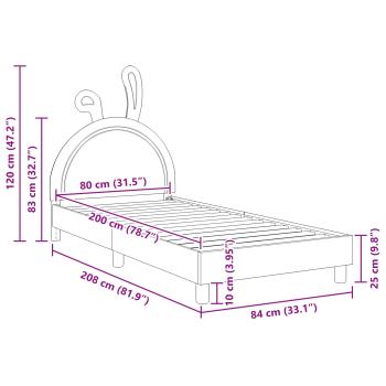 Kinderbettgestell mit Kopfteil mit Kopfteil Weiß 80 x 200 cm PU