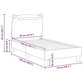 Kinderbettgestell mit Kopfteil Hellgrau 70 x 140 cm Stoff