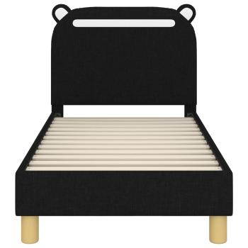 Kinderbettgestell mit Kopfteil Schwarz 70 x 140 cm Stoff