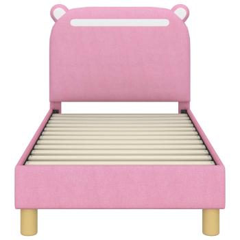 Kinderbettgestell mit Kopfteil Rosa 70 x 140 cm Stoff