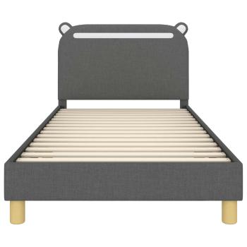 Kinderbettgestell mit Kopfteil Dunkelgrau 80 x 200 cm Stoff