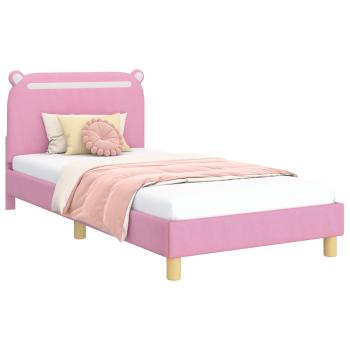 Kinderbettgestell mit Kopfteil Rosa 90 x 190 cm Stoff