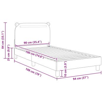 Kinderbettgestell mit Kopfteil Rosa 90 x 190 cm Stoff