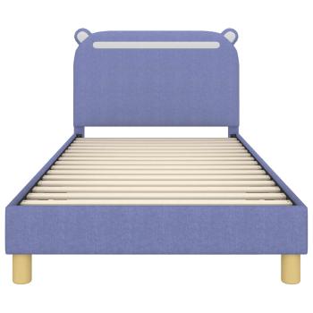 Kinderbettgestell mit Kopfteil Jeans blau 90 x 190 cm Stoff