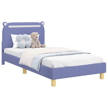 Kinderbettgestell mit Kopfteil Jeans blau 90 x 200 cm Stoff