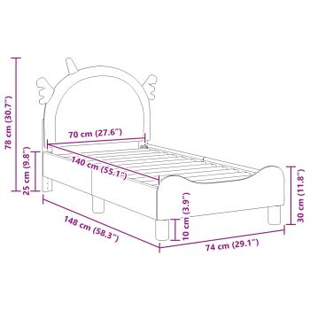 Kinderbettgestell mit Kopfteil mit Kopfteil Rosa 70 x 140 cm PU