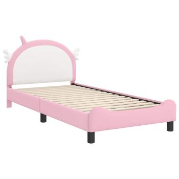Kinderbettgestell mit Kopfteil mit Kopfteil Rosa 90 x 190 cm PU