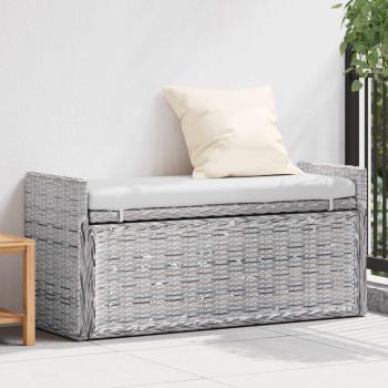 ARDEBO.de - Sitzbank mit Stauraum Weiß gewaschen 110 x 40 x 50 cm Rattan