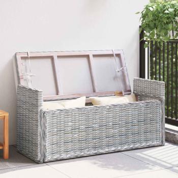 Sitzbank mit Stauraum Weiß gewaschen 110 x 40 x 50 cm Rattan