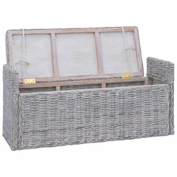 Sitzbank mit Stauraum Weiß gewaschen 110 x 40 x 50 cm Rattan