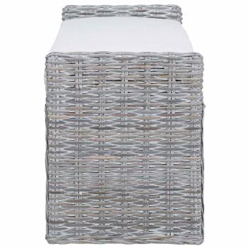 Sitzbank mit Stauraum Weiß gewaschen 110 x 40 x 50 cm Rattan