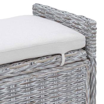 Sitzbank mit Stauraum Weiß gewaschen 110 x 40 x 50 cm Rattan