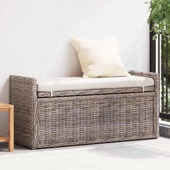 ARDEBO.de - Sitzbank mit Stauraum mit Kissen Grau 110 x 40 x 50 cm Rattan