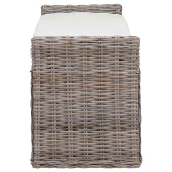 Sitzbank mit Stauraum mit Kissen Grau 110 x 40 x 50 cm Rattan