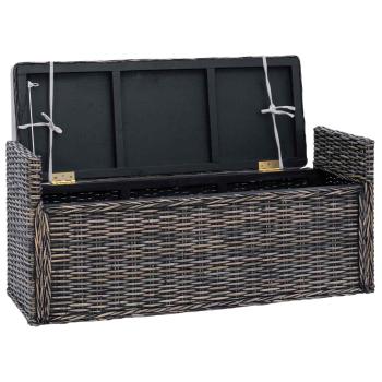 Sitzbank mit Stauraum Schwarz gewaschen 110 x 40 x 50 cm Rattan