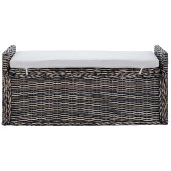 Sitzbank mit Stauraum Schwarz gewaschen 110 x 40 x 50 cm Rattan