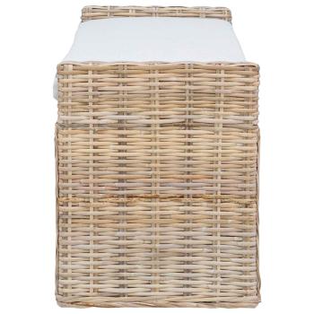 Sitzbank mit Stauraum mit Kissen Natur 110 x 40 x 50 cm Rattan