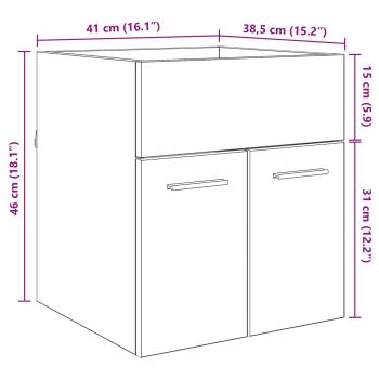 Waschbeckenunterschrank Schwarz Eichen-Optik 41 x 38,5 x 46 cm