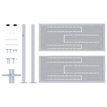 Gartentor mit Schloss Silber 85 x 70 cm Edelstahl