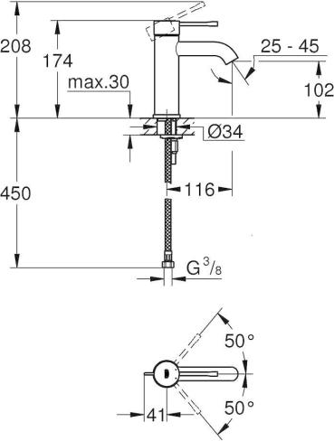 GROHE Essence Einhand-Waschtischbatterie, Quickfix, EcoJoy, S-Size, chrom (23590001)