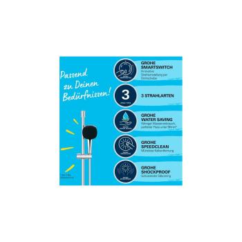GROHE Vitalio Comfort 110 Brausestangenset, Quickfix, 3 Strahlarten, chrom (26932001)