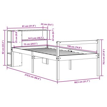 Bücherregalbett ohne Matratze 75x190 cm Massivholz Kiefer