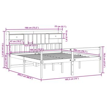 Massivholzbett mit Regal ohne Matratze 180x200 cm Kiefernholz
