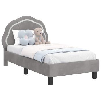 Kinderbettgestell mit Kopfteil Hellgrau 70 x 140 cm Samt