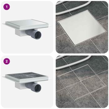 2 in 1 Duschablauf Silber 20 x 20 cm Edelstahl 304