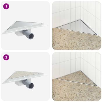 2 in 1 Dreiecks-Duschabfluss Silber 25 x 25 cm Edelstahl 304