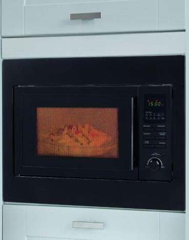Bomann MWG 2216 H EB Einbau Mikrowelle, 900 W, 25 L, 5 Leistungsstufen, mit Grill und Heißluft, schwarz