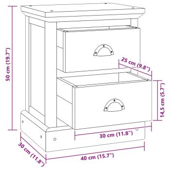 Nachttisch mit Schubladen Natur 40 x 30 x 50 cm Massivholz Teak